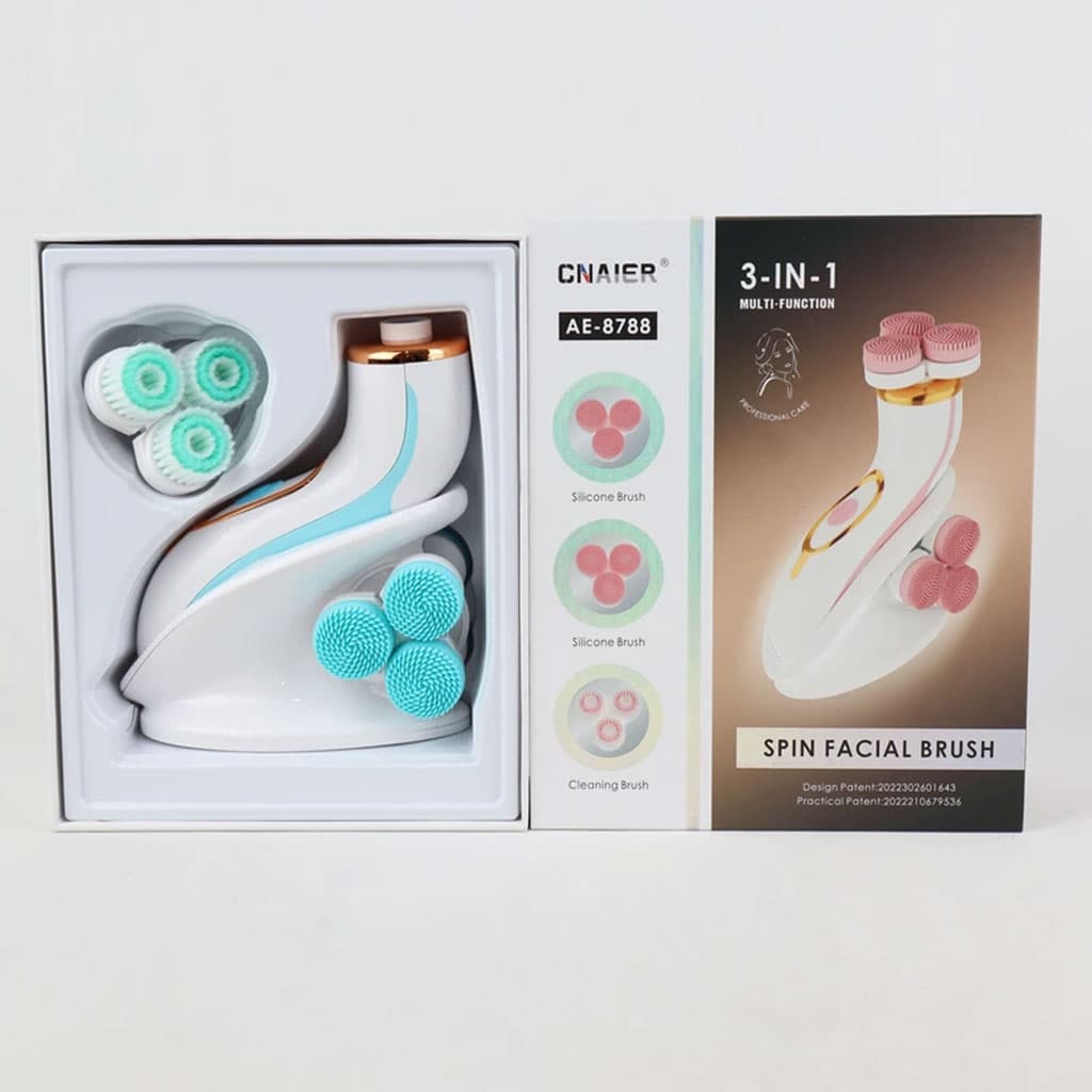Brosse Nettoyante Électrique Cnaier AE-8788 3 Têtes Rotatives Recharge USB – جهاز تنظيف البشرة بعمق - Soins et Beauté - صورة 3