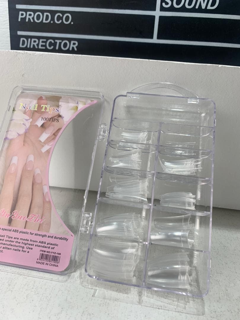 100PCS faux ongles carrés transparents professionnels en acrylique – طقم أظافر صناعية - Soins et Beauté - صورة حقيقية 7