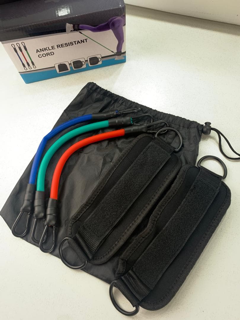 Bandes de résistance pour les jambes avec sangle de cheville 5Pcs – طقم أشرطة تدريب قابلة للتمدد - Sport - صورة حقيقية 8