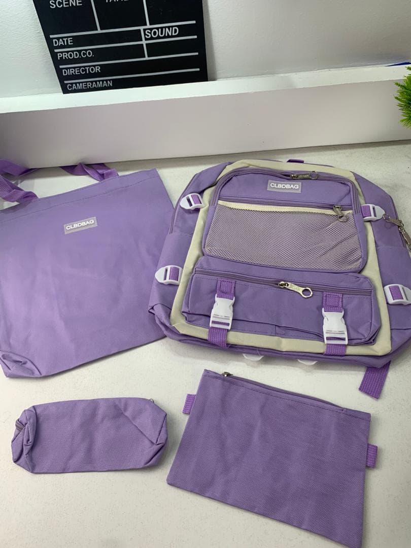Ensemble de sacs d’école Kawai pour adolescents 4Pcs V3 CLBD Mauve – محفظة 4 قطع كاواي بنفسجي - Sac à dos et Mode - صورة حقيقية 5