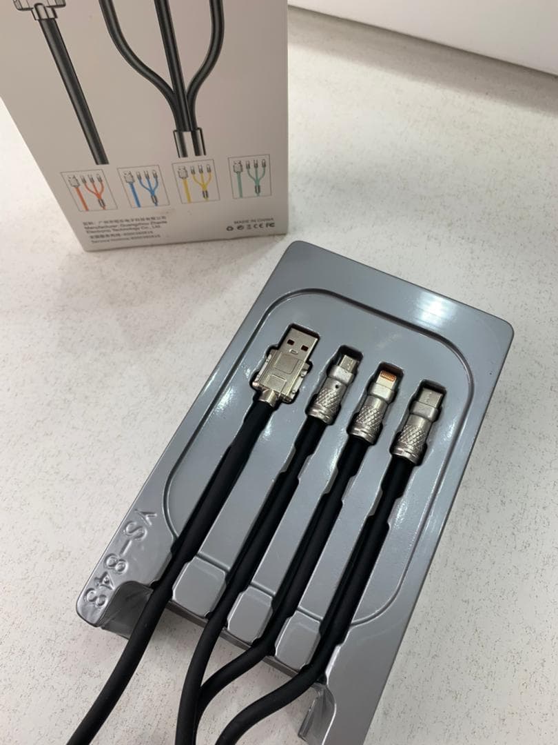 Câble de charge Rapide 3en1 Câble USB de 1.2 m avec 3 connecteurs 100W – كابل شحن سريع - Électronique - صورة حقيقية 9