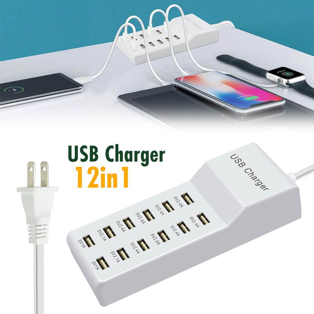 Station de charge USB avec multiprise 12 ports charge rapide – مقبس طاقة متعدد المنافذ - Électronique - صورة 1