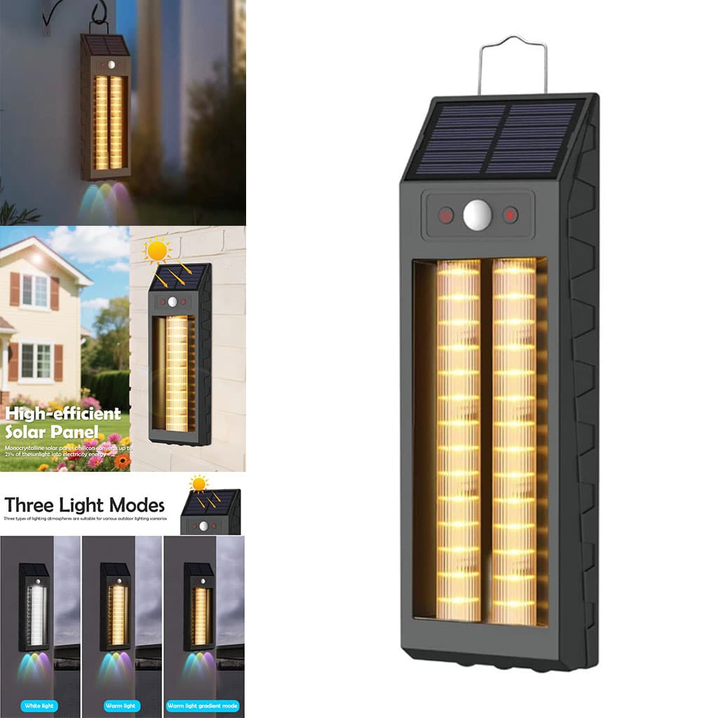 Lanterne Murale Solaire avec Lumière Colorées et Détecteur de Mouvements – مصباح خارجي يعمل بالطاقة الشمسية - Maison - صورة 1