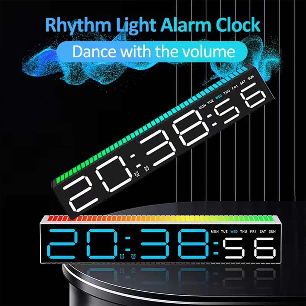 Horloge numérique LED générique avec capteur de rythme musicale – ساعة رقمية لتزيين المكتب - Électronique - صورة 2