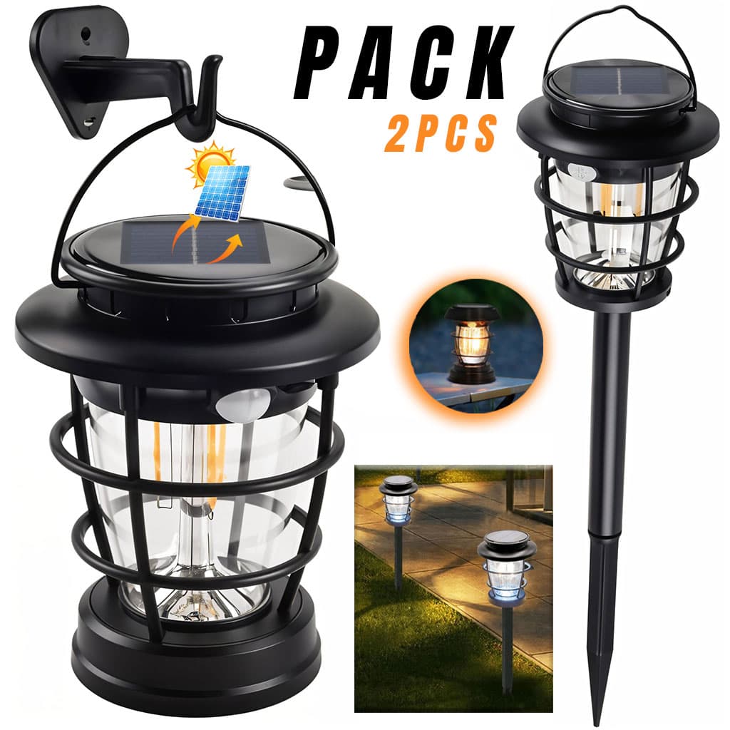 PACK X 2 Lanterne de Jardin Solaire avec Détecteur de Mouvement JF-8818 – مصباح خارجي يعمل بالطاقة الشمسية - Maison - صورة 1