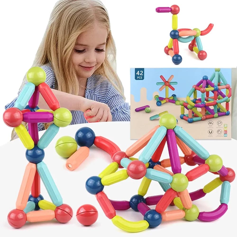 Blocs de Construction Magnétiques 42 pièces pour Enfants – لعبة تركيب القطع المغناطسية للأطفال - Jouet & Gaming - صورة 1