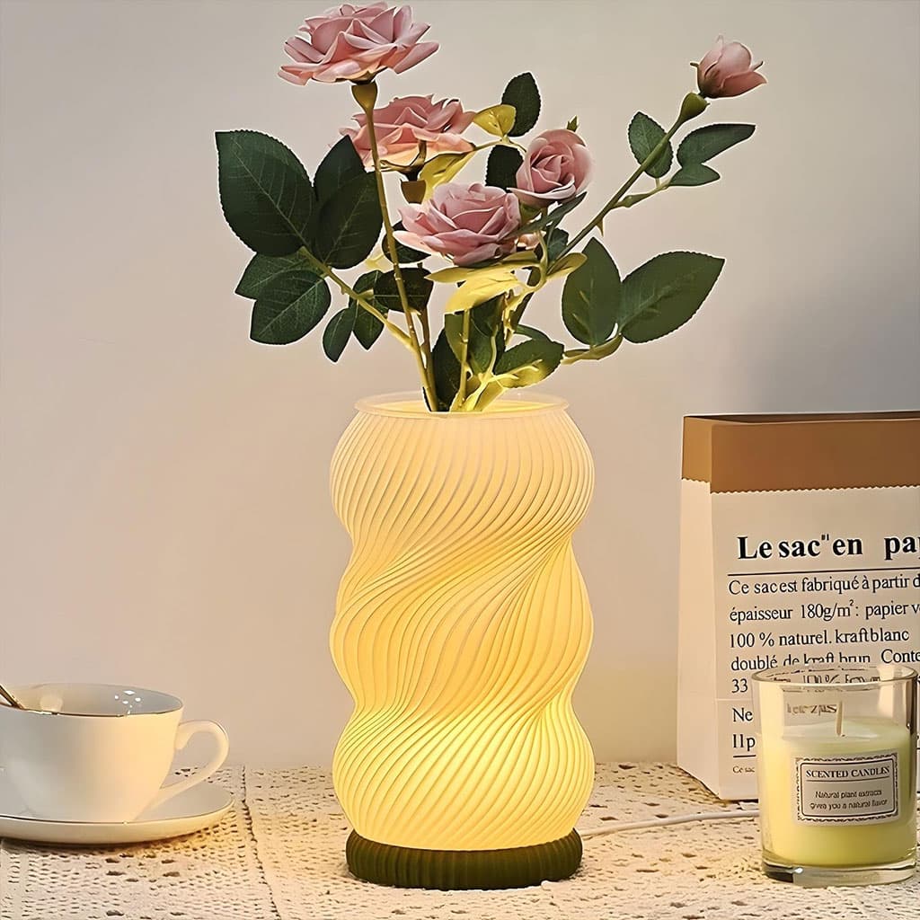 Lampe de chevet et vase lumineux avec 3 couleurs et 9 niveaux de luminosité réglables – مصباح ديكور داخلي - Décoration - صورة 1