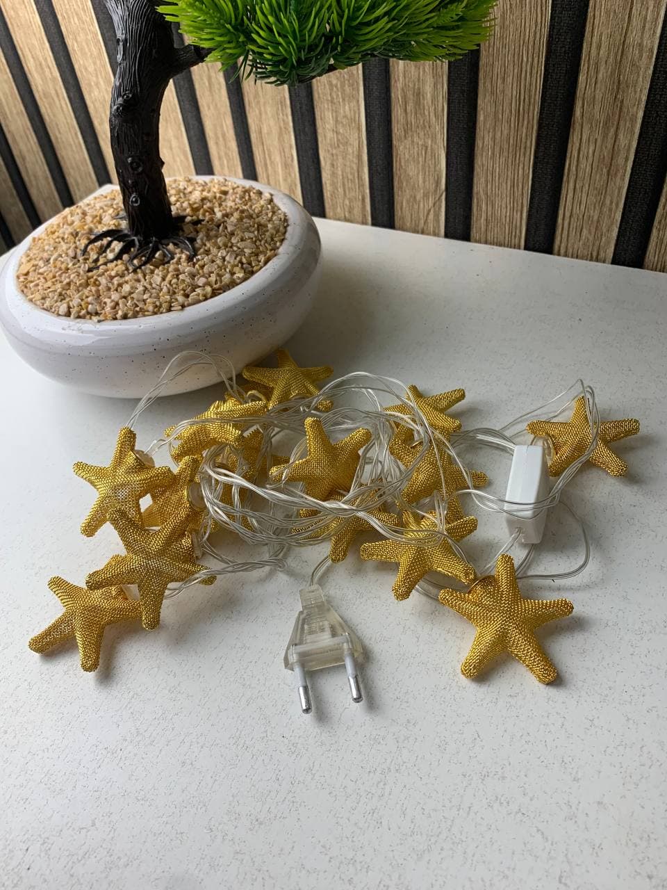 Guirlande Lumineuse Étoiles Dorées 16 LED avec Maillage Métallique – سلسلة أضواء رمضانية - Décoration - صورة حقيقية 7