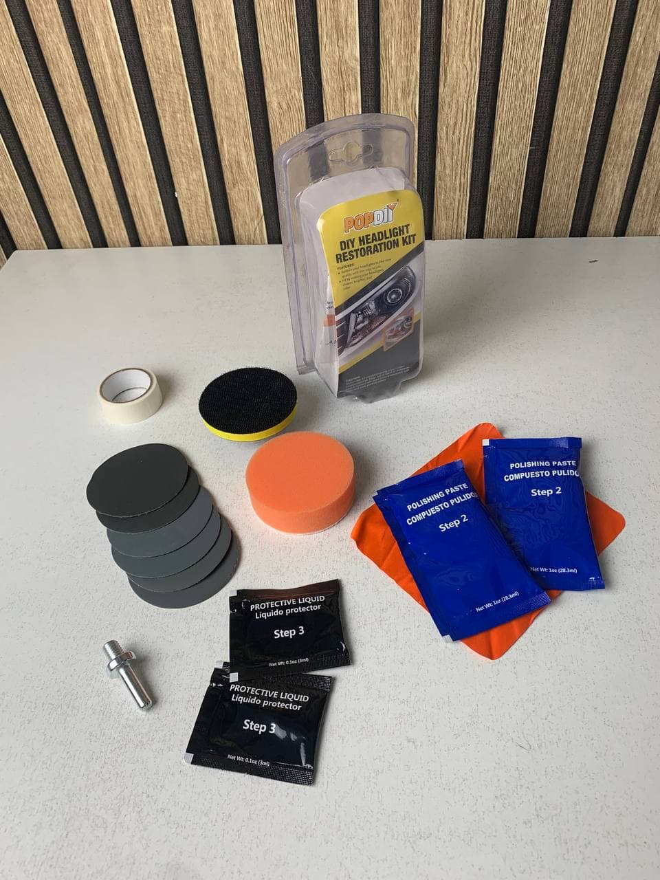 Kit Rénovation Phare Voiture pour Les Rayures De Jaunissement - طقم تنظيف أضواء السيارة - Accessoires Auto/Moto - صورة حقيقية 7