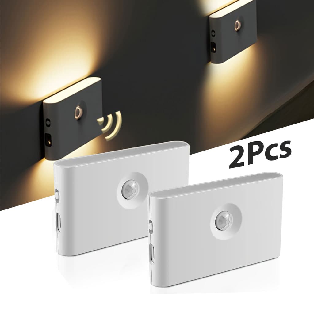Smart Applique murale LED intelligente à détecteur de mouvement rechargeable 2Pcs - طقم مصباحين لإضاءة الممرات - Maison - صورة 1