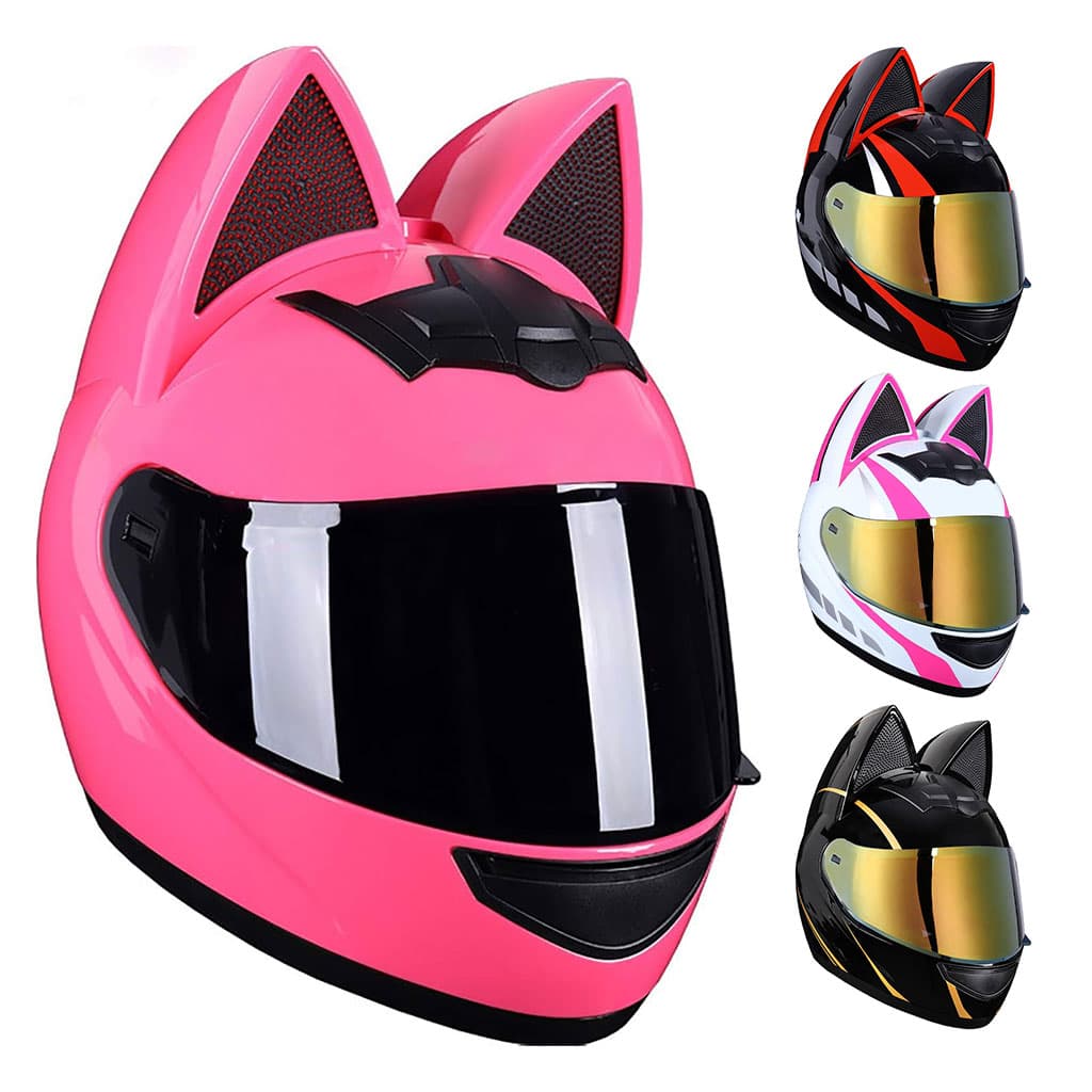 Casque de moto pour femme et fille avec oreilles de chat - خوذة احترافية للنساء - Accessoires Auto/Moto - صورة 1