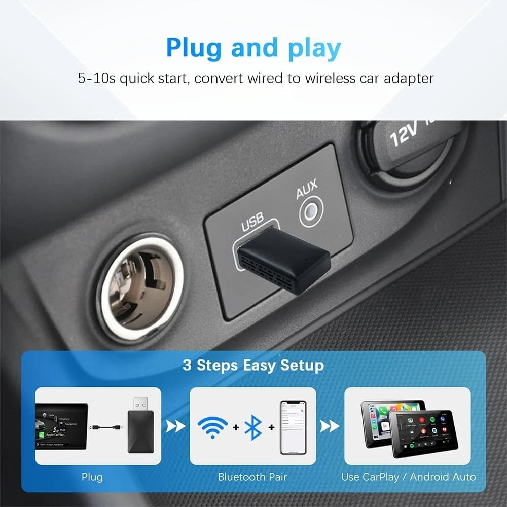 Adaptateur sans fil Android pour voiture Carplay et Android Auto - محول "كاربلاي" اللاسلكي 2 في 1 - Accessoires Auto/Moto - صورة 7