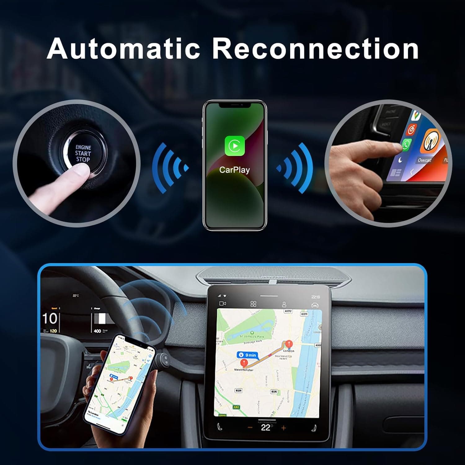 Adaptateur sans fil Android pour voiture Carplay et Android Auto - محول "كاربلاي" اللاسلكي 2 في 1 - Accessoires Auto/Moto - صورة 9