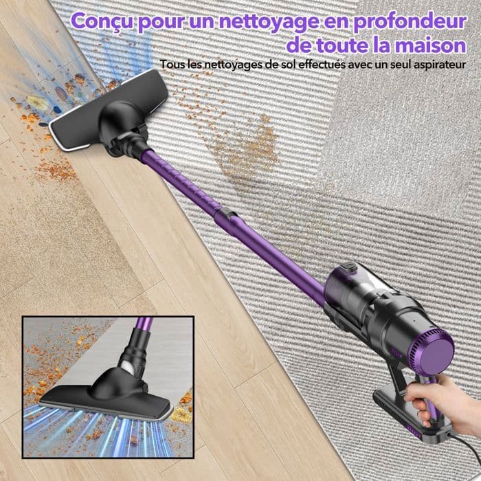 Multismart Aspirateur Balai Filaire Sans Sac 500W 5 en 1 avec Aspirateur à Main - 18KPa - مكنسة كهربائية يدوية - Maison - صورة 6