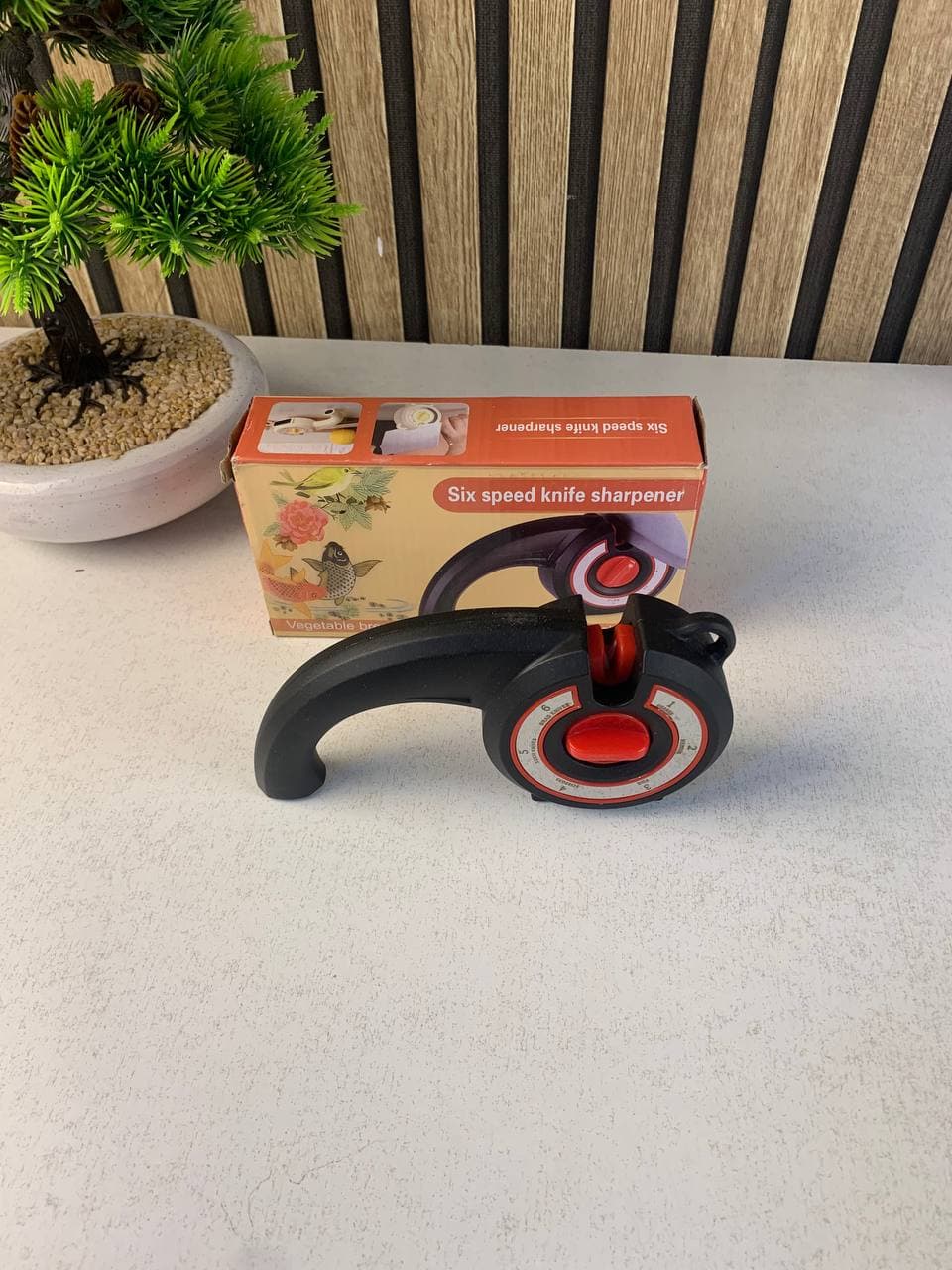 Aiguiseur de couteaux de cuisine 6 en 1 avec bouton rotatif multifonction - مسن سكاكين - Cuisine - صورة حقيقية 8