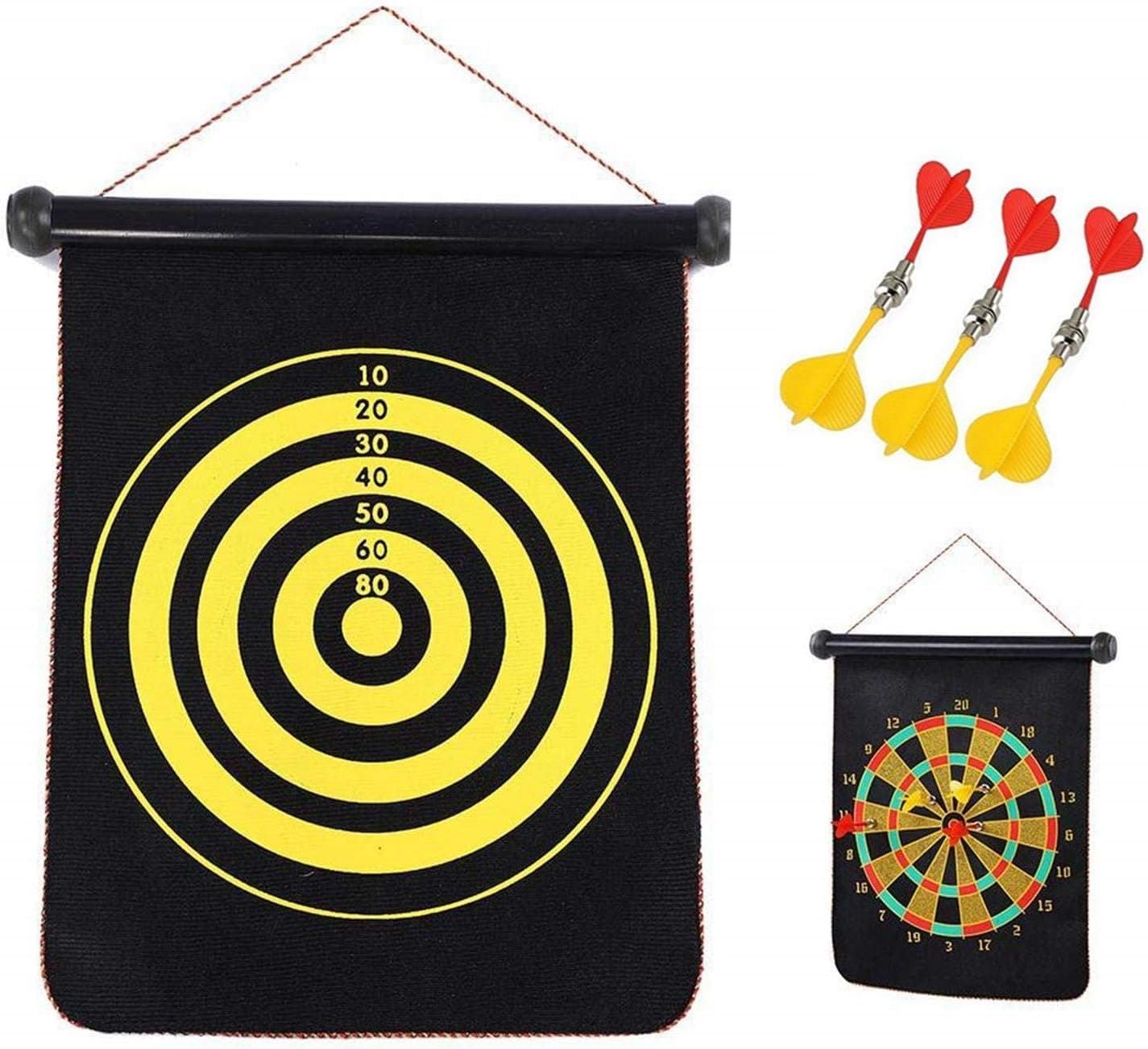 Jeu de fléchettes magnétique avec cible enroulable et suspendue avec 3 fléchettes incluses - لعبة رمي السهام - Jouet & Gaming - صورة 4