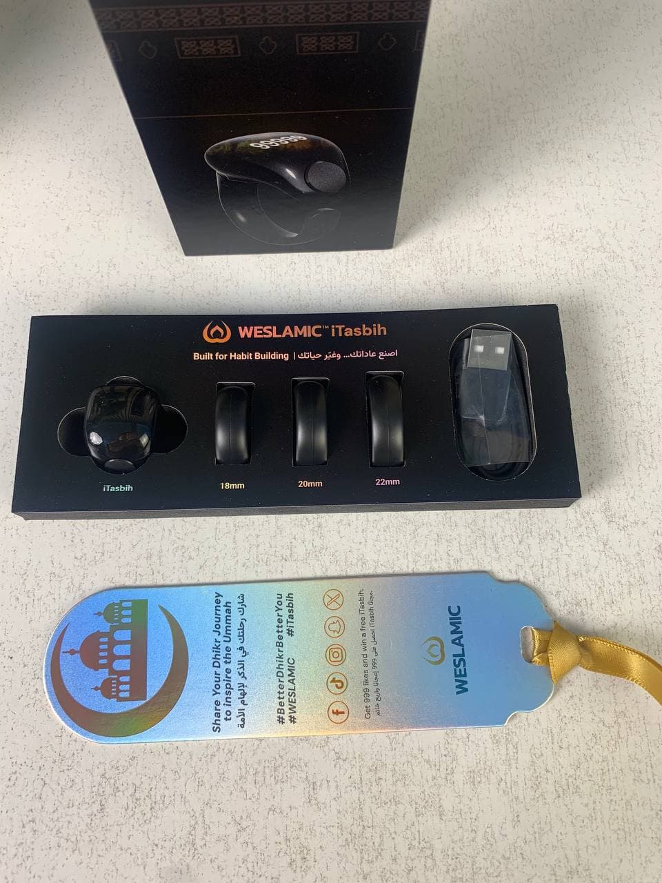 Anneau de Zikr Étanche avec Écran OLED iTasbih Salam+ - خاتم التسبيح الذكي المقاوم للماء بـ3 مقاسات - Électronique - صورة حقيقية 15