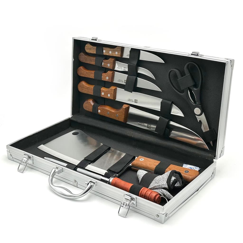 Coffret de Couteaux Professionnel avec Valise en Aluminium 9Pcs - طقم سكاكين الجزارة في حقيبة ألمنيوم صلبة - Cuisine - صورة 1