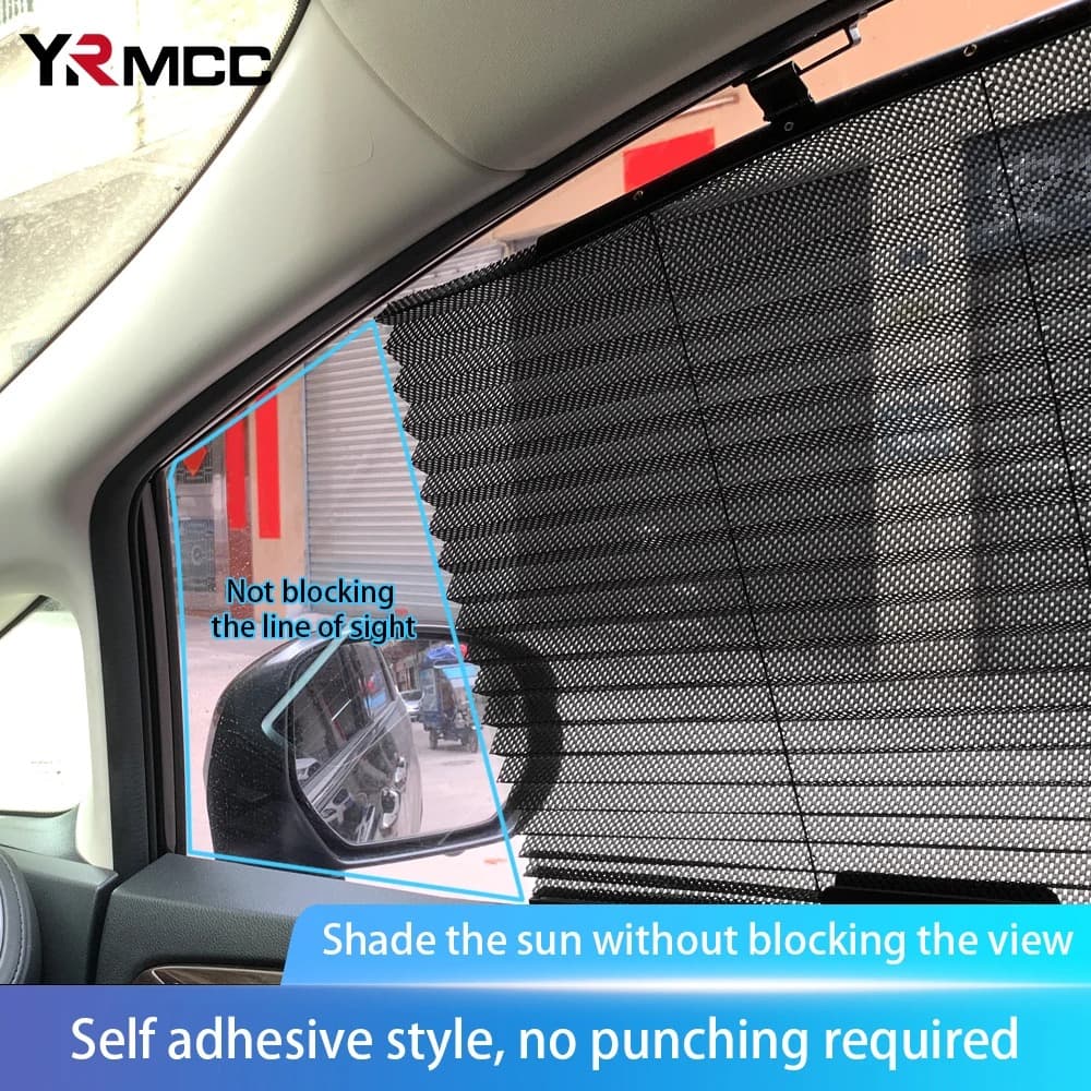 Rideau pare-soleil rétractable pour vitres de voiture 4Pcs – واقي الشمس في السيارة - Accessoires Auto/Moto - صورة 3