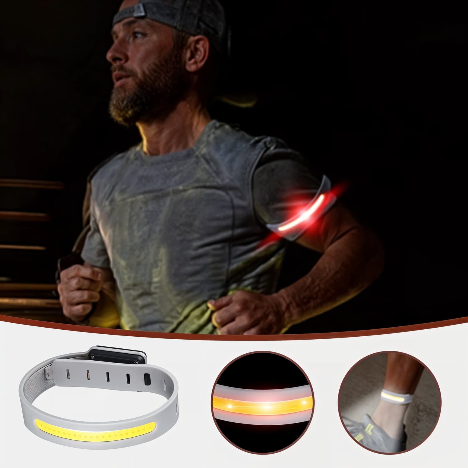 Brassard Lumineux LED Rechargeable pour Sport et Sécurité - سوار الإضاءة الرياضي الذكي للأمان - Camping et Randonnée - صورة 9