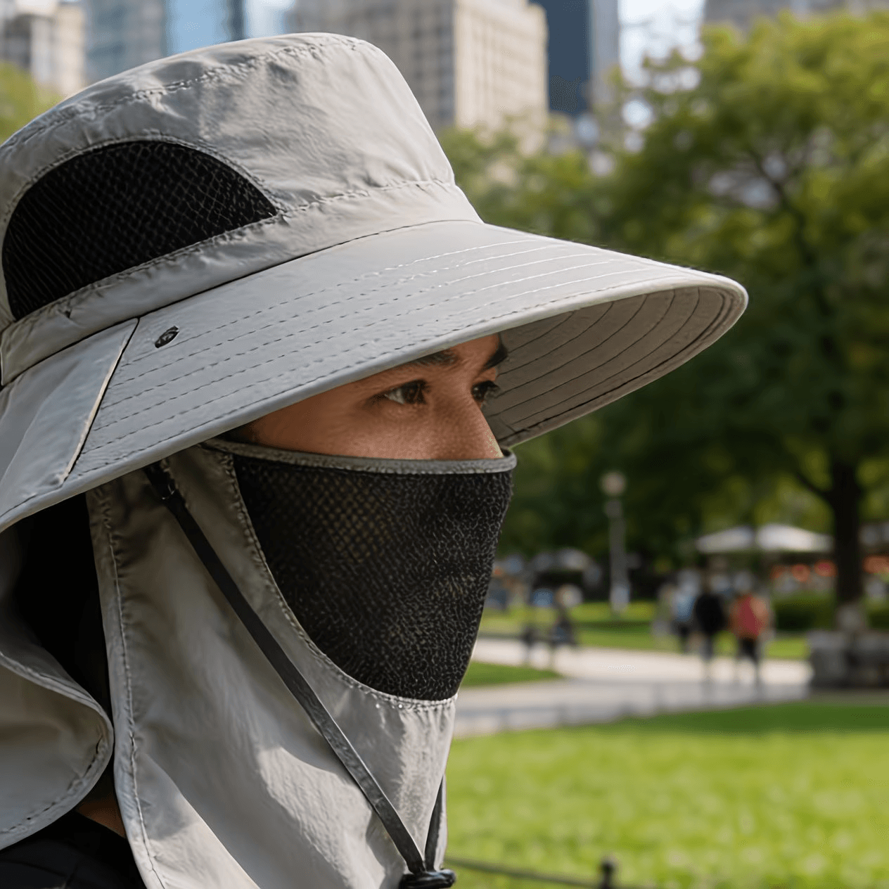 Chapeau de protection solaire printemps-été avec couvrant le visage - قبعة للحماية من الشمس بتصميم شال تغطي الوجه - Camping et Randonnée - صورة 2