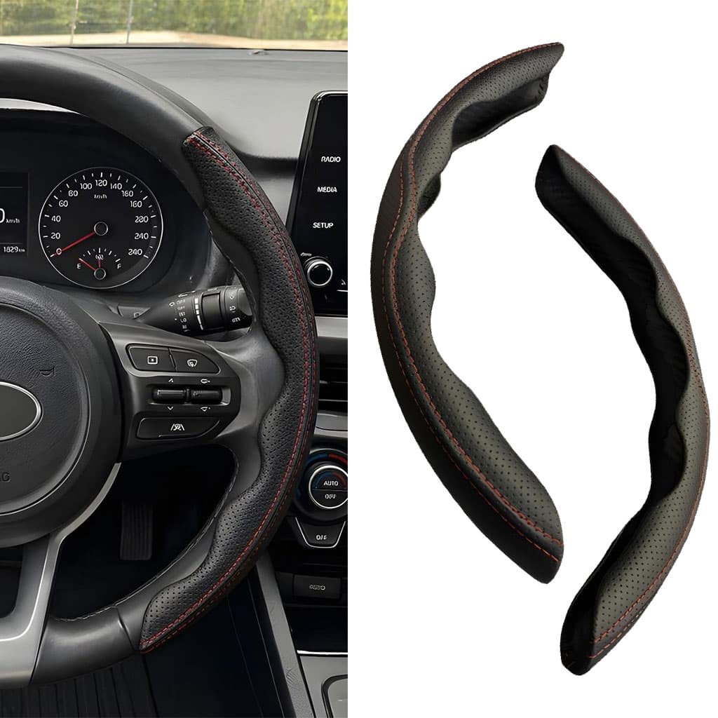 Protections de Volant Sportives en Simili Cuir 2Pcs - أغطية مقود السيارة الرياضية من الجلد - Accessoires Auto/Moto - صورة 1