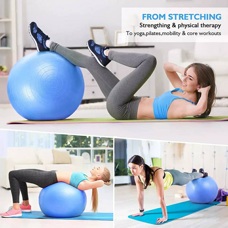 Balle de Yoga suisse ,Stretches, équilibre, résistance à la tension, gymnastique,fitness a la maison - Sport - صورة 4