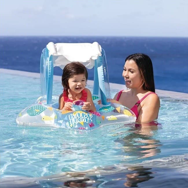 Bouée Siège Gonflable pour Bébé avec Parasol Anti-UV - Design Voiture INTEX 56573NP - عوامة السباحة المنفوخة للأطفال والرضع مع مظلة واقية من الشمس - Vacance & Loisir - صورة 6