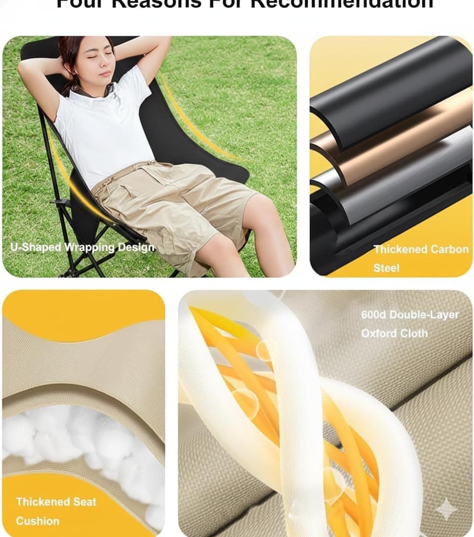 Chaise de Camping Pliante avec Dossier Réglable - كرسي تخييم بظهر عالي مريح قابل لتمديد - Vacance & Loisir - صورة 6