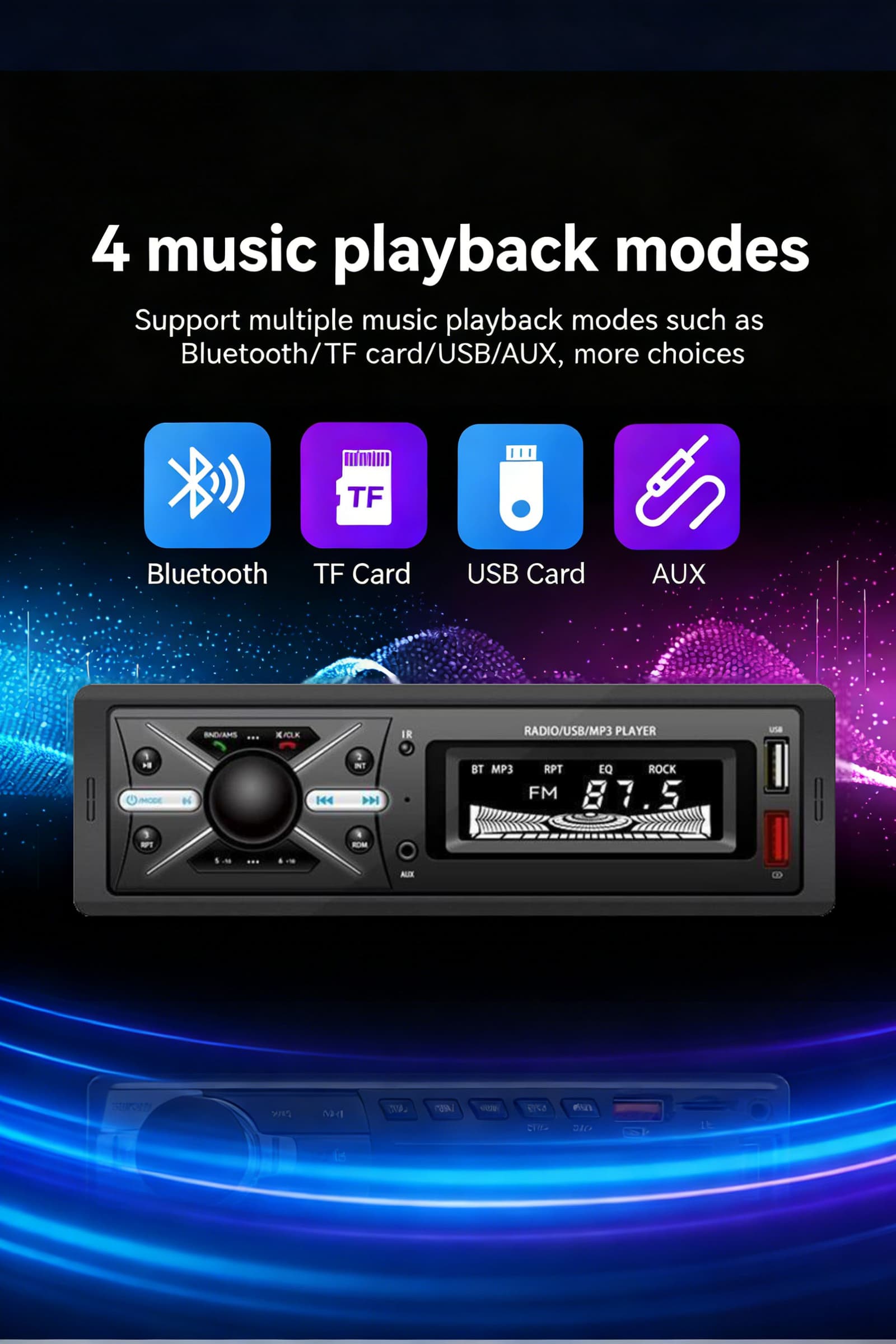 Autoradio MP3 Multimedia Player 1 DIN Bluetooth - جهاز راديو ومشغل وسائط السيارات مزود ببلوتوث - Accessoires Auto/Moto - صورة 10