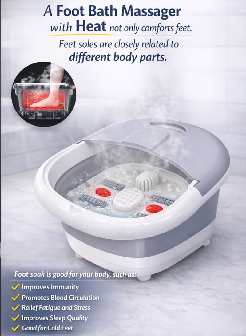 Masseur pour Pieds Pliable Hydromassant et Chauffant avec Rouleaux Shiatsu - جهاز مساج وتدليك القدمين المطور القابل للطي مع خاصية التسخين والفقاعات - Soins et Beauté - صورة 9