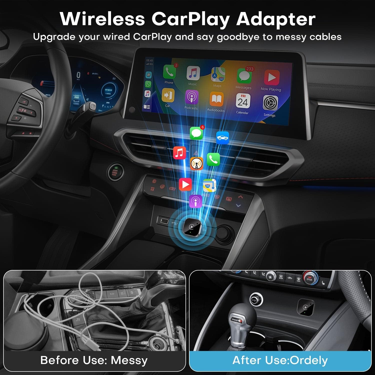 Adaptateur Sans Fil CarPlay et Android Auto pour Voitures - محول السيارة الذكي 2 في 1 - Accessoires Auto/Moto - صورة 9