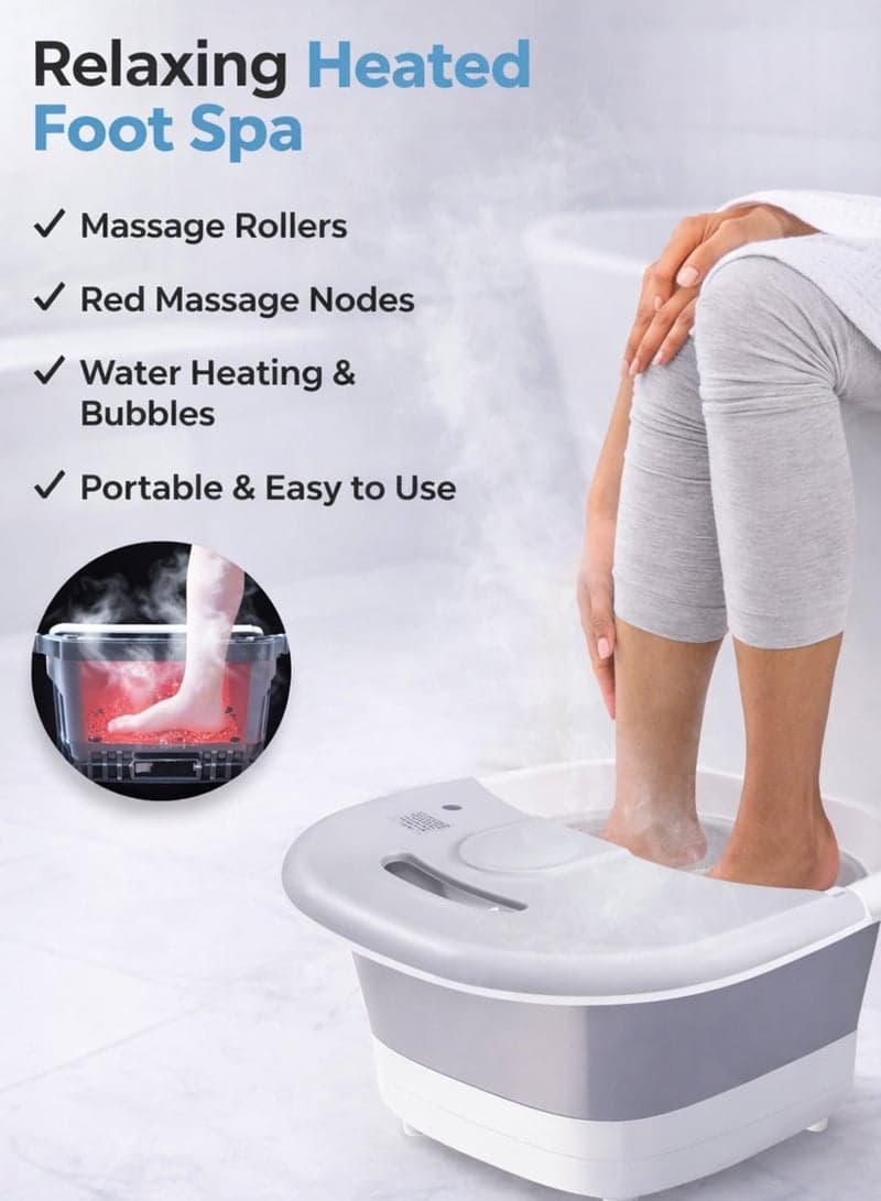 Masseur pour Pieds Pliable Hydromassant et Chauffant avec Rouleaux Shiatsu - جهاز مساج وتدليك القدمين المطور القابل للطي مع خاصية التسخين والفقاعات - Soins et Beauté - صورة 6