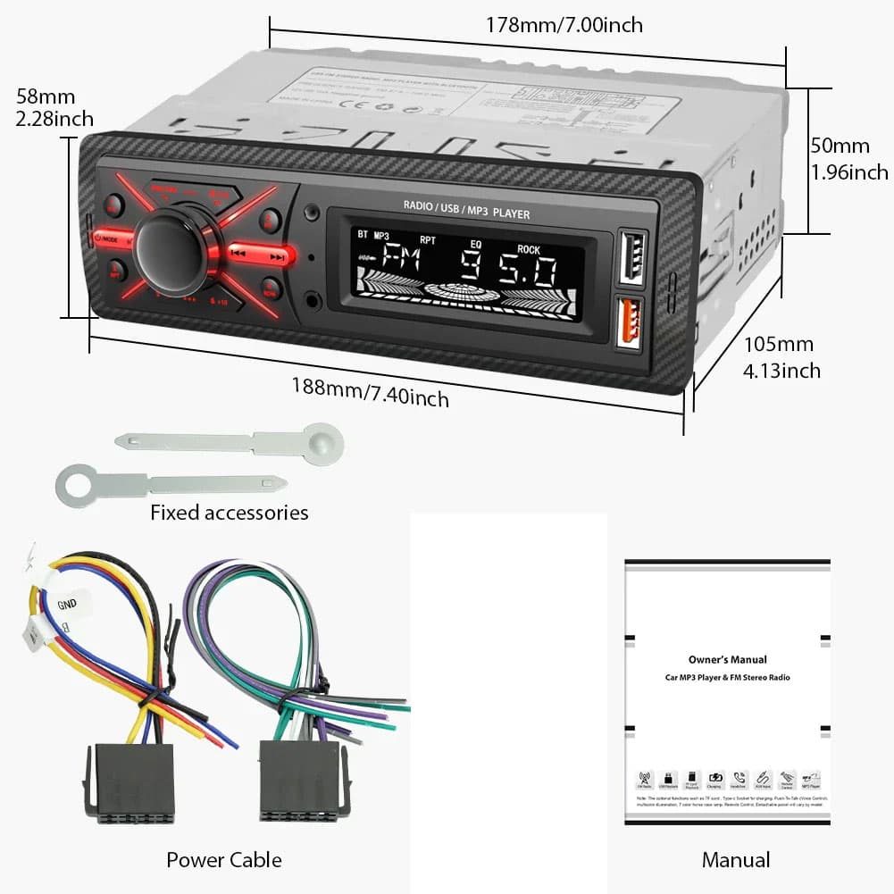 Autoradio MP3 Multimedia Player 1 DIN Bluetooth - جهاز راديو ومشغل وسائط السيارات مزود ببلوتوث - Accessoires Auto/Moto - صورة 8