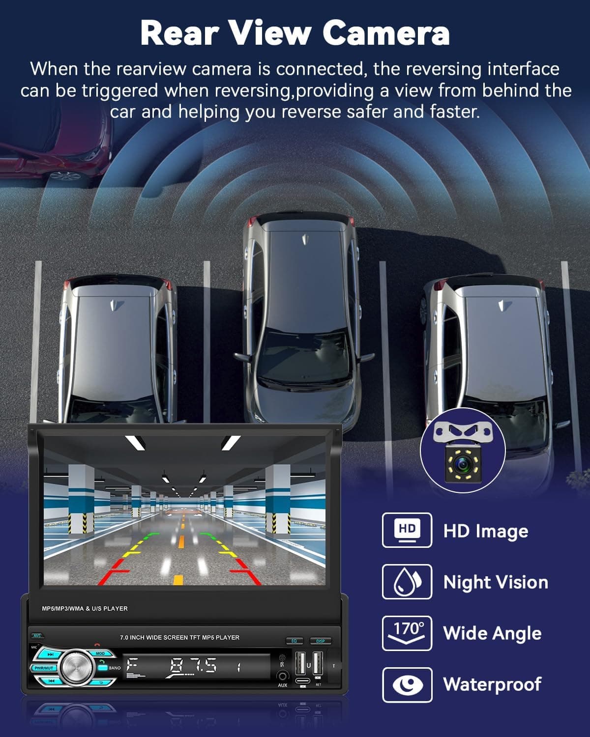 Autoradio Rétractable Tactile 7 Pouces Wireless CarPlay Android Auto 32+2GB - راديو السيارة الذكي بنظام أندرويد وشاشة 7 بوصة قابلة للطي - Accessoires Auto/Moto - صورة 3