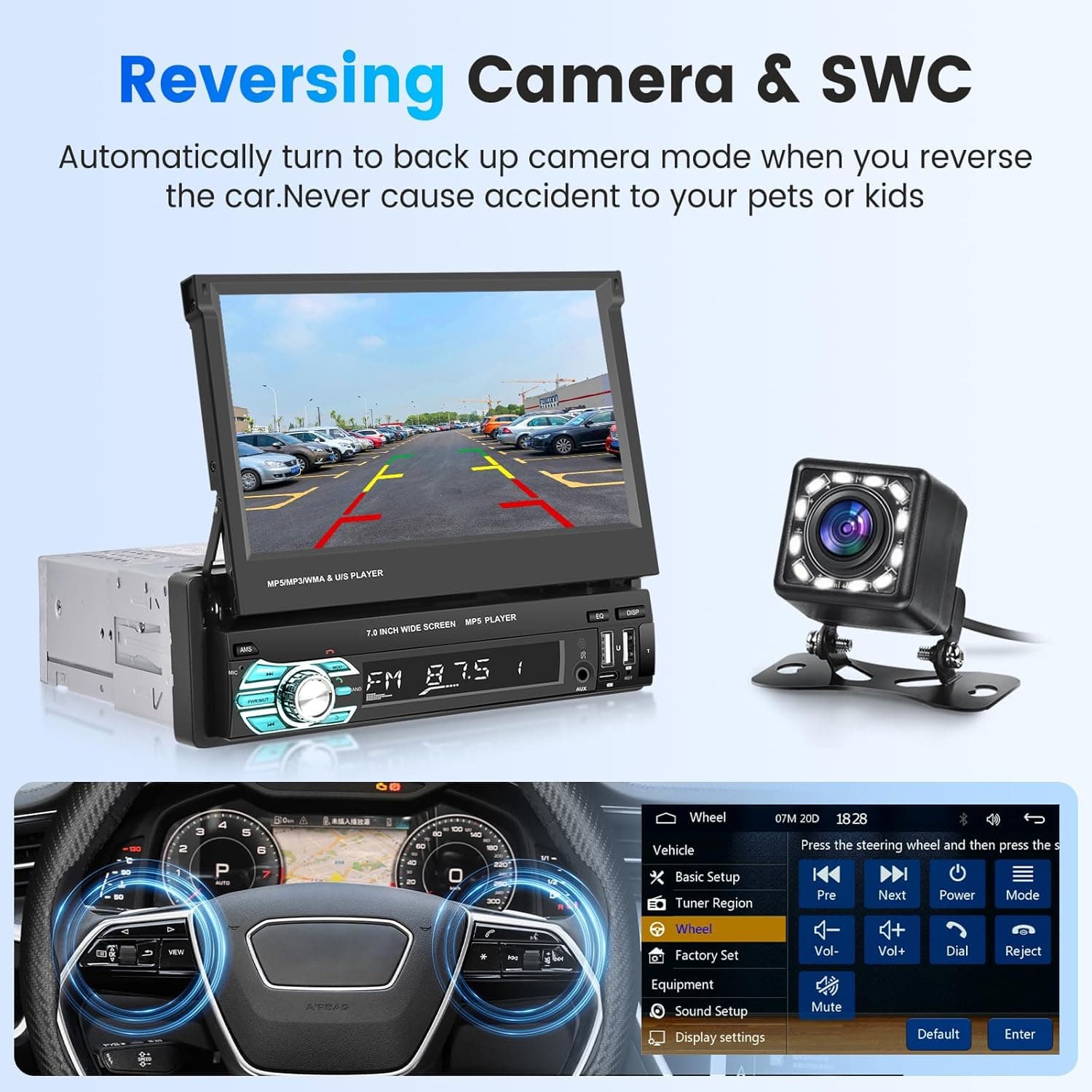 Autoradio Rétractable Tactile 7 Pouces Wireless CarPlay Android Auto 32+2GB - راديو السيارة الذكي بنظام أندرويد وشاشة 7 بوصة قابلة للطي - Accessoires Auto/Moto - صورة 2