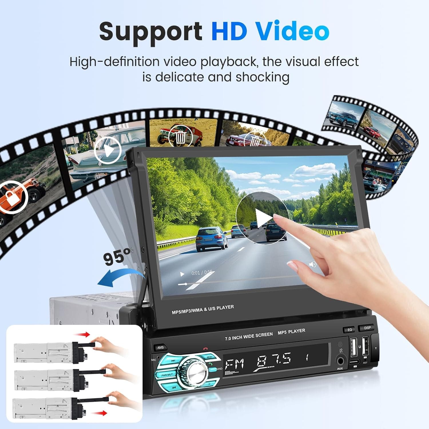 Autoradio Rétractable Tactile 7 Pouces Wireless CarPlay Android Auto 32+2GB - راديو السيارة الذكي بنظام أندرويد وشاشة 7 بوصة قابلة للطي - Accessoires Auto/Moto - صورة 6