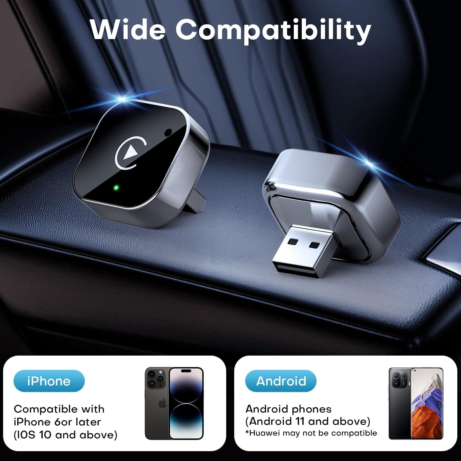 Adaptateur Sans Fil CarPlay et Android Auto pour Voitures - محول السيارة الذكي 2 في 1 - Accessoires Auto/Moto - صورة 10