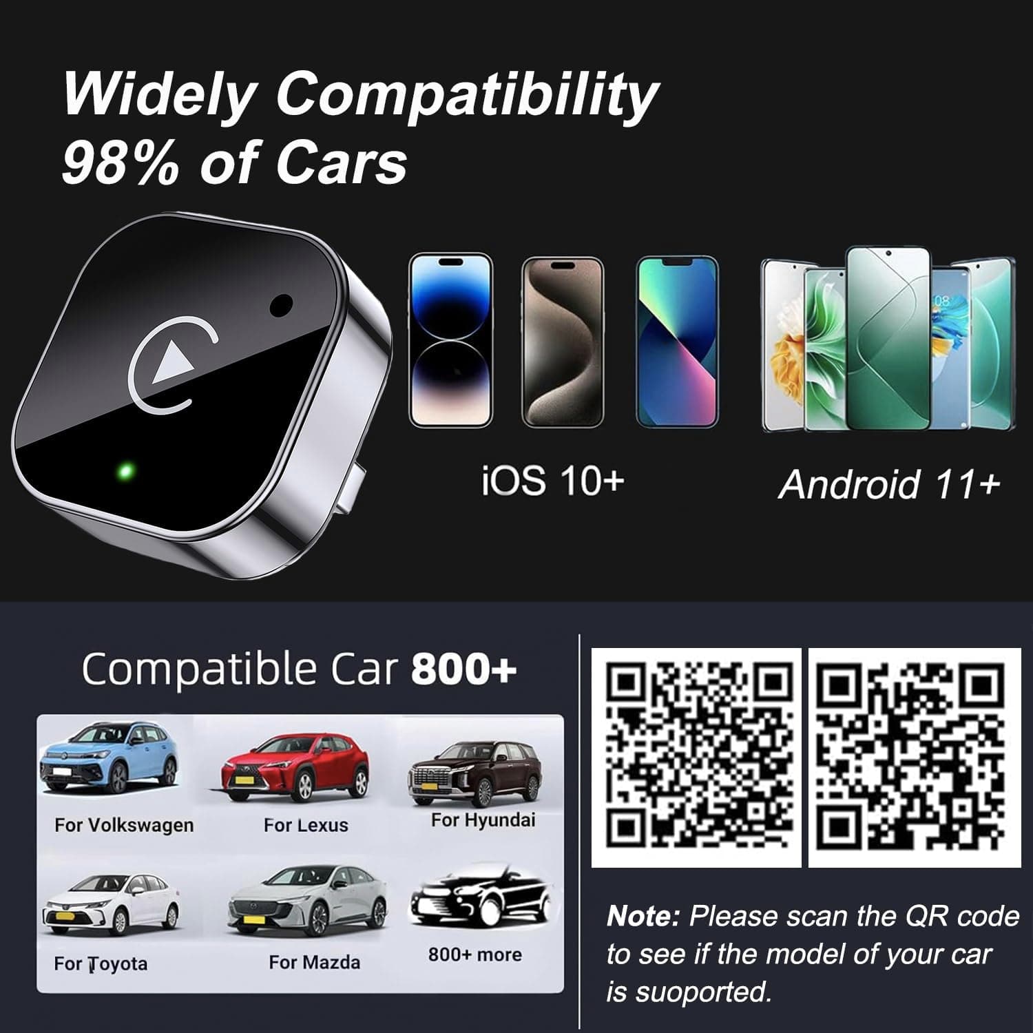 Adaptateur Sans Fil CarPlay et Android Auto pour Voitures - محول السيارة الذكي 2 في 1 - Accessoires Auto/Moto - صورة 4