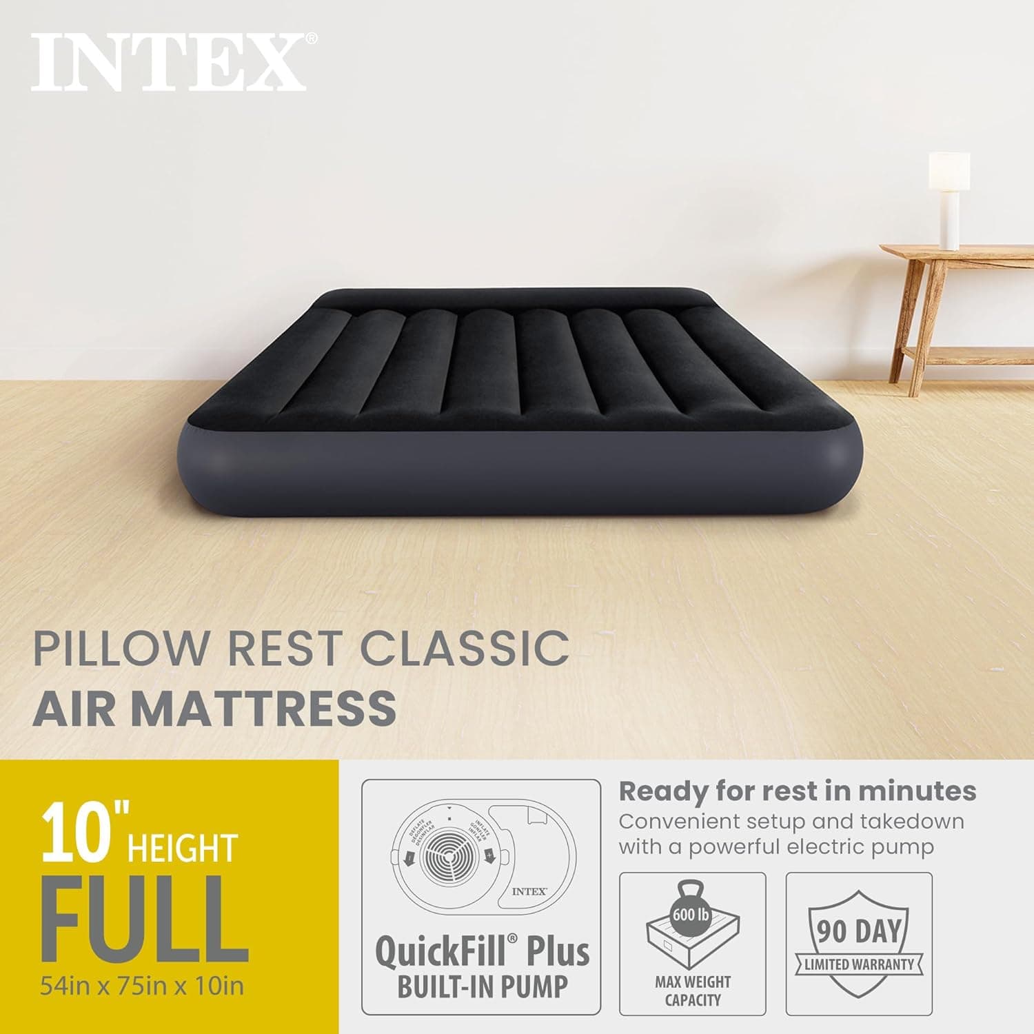 Matelas Gonflable 2 Places XXL avec Pompe Électrique USB INTEX 66129CC 203x183cm - فرشة الهواء المنفوخ لشخصين مع مضخة ذكية - Vacance & Loisir - صورة 3