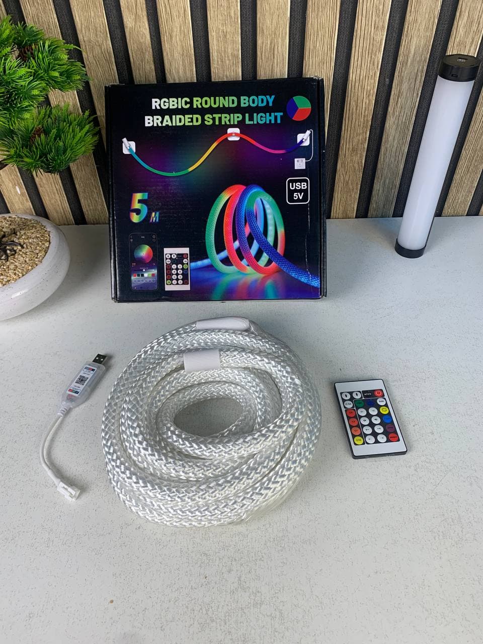 شريط إضاءة ملونة 360° | Bande LED Tube App Control | 5m USB 5V - Décoration - صورة حقيقية 9